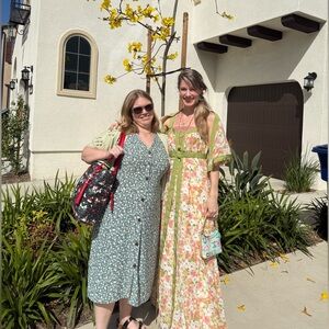 Vintage Floral Green Trim Maxi Dress with matching shawl